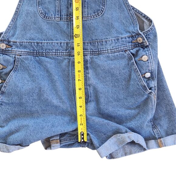 Old Navy Shortalls Blue Denim Y2k Jean L Bibs Overalls Shorts Barn Farmer Large - Picture 10 of 11